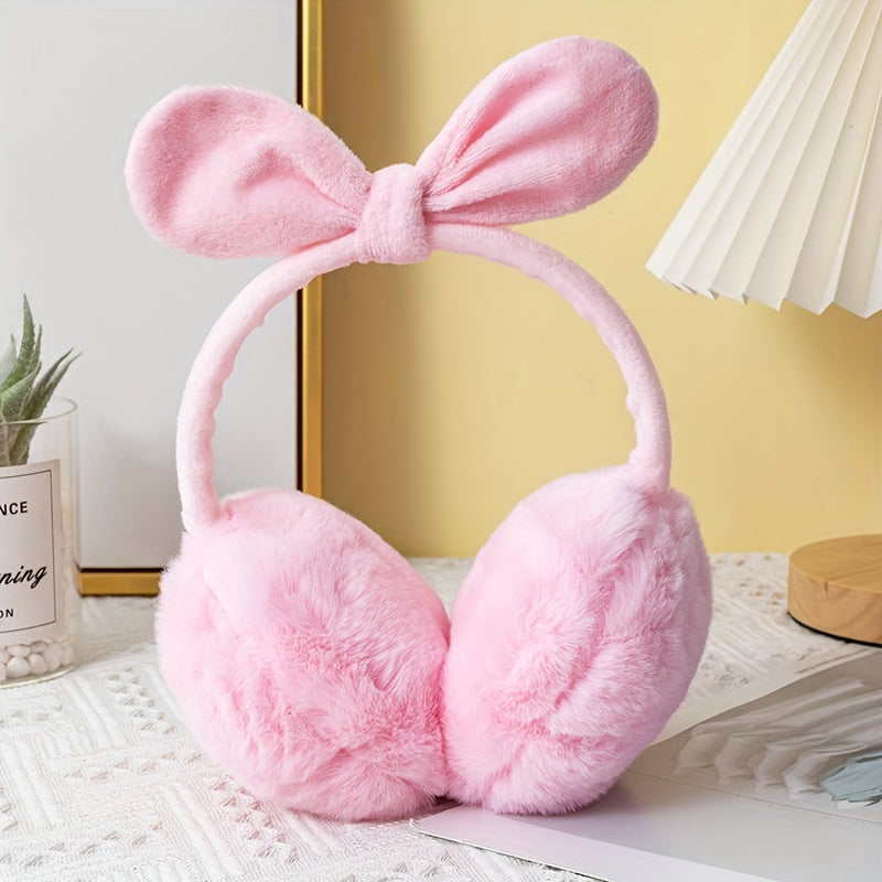 Vintage Bow Plush Earmuffs Soft Warm Winter Ear Muffs for Women