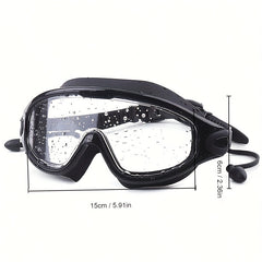 Large Frame Silicone Swim Goggles Anti fog Waterproof Clear Visor