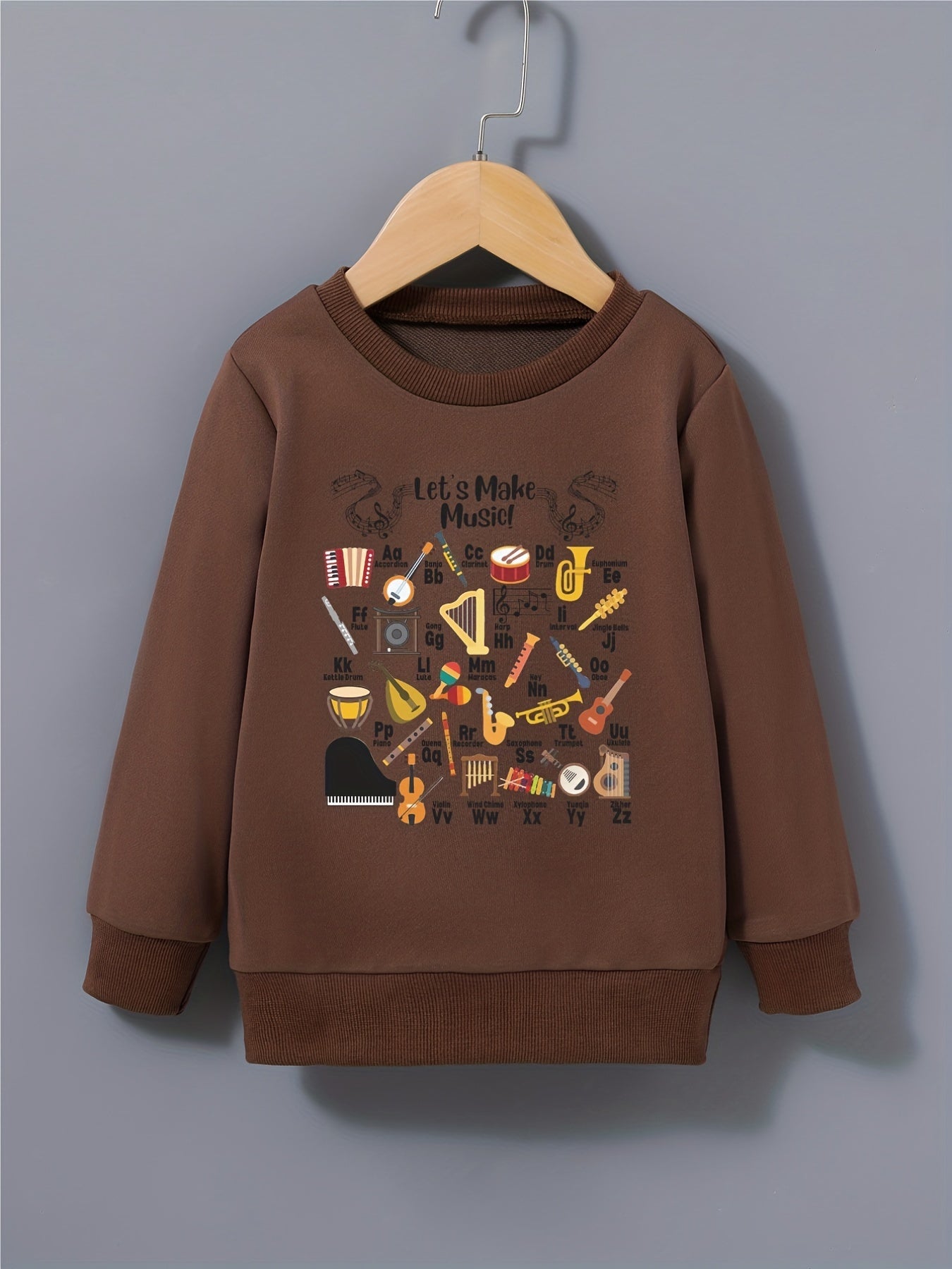 Boys Musical Instrument and Letter Print Sweatshirt