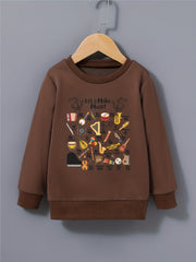 Boys Musical Instrument and Letter Print Sweatshirt