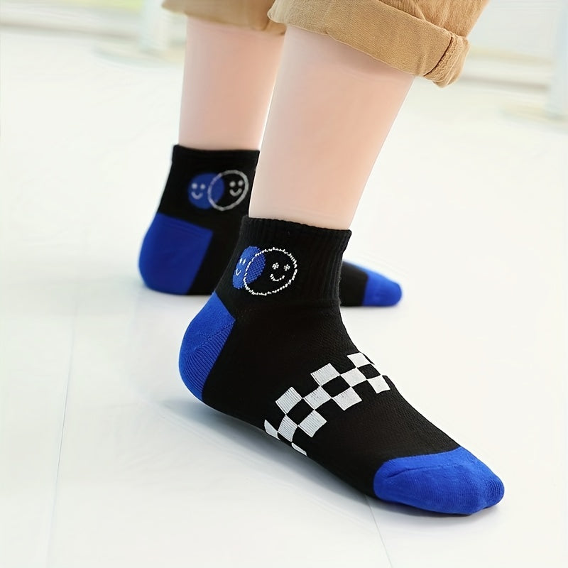 5 Pairs Kids Cotton Breathable Short Socks for Spring Summer Sports
