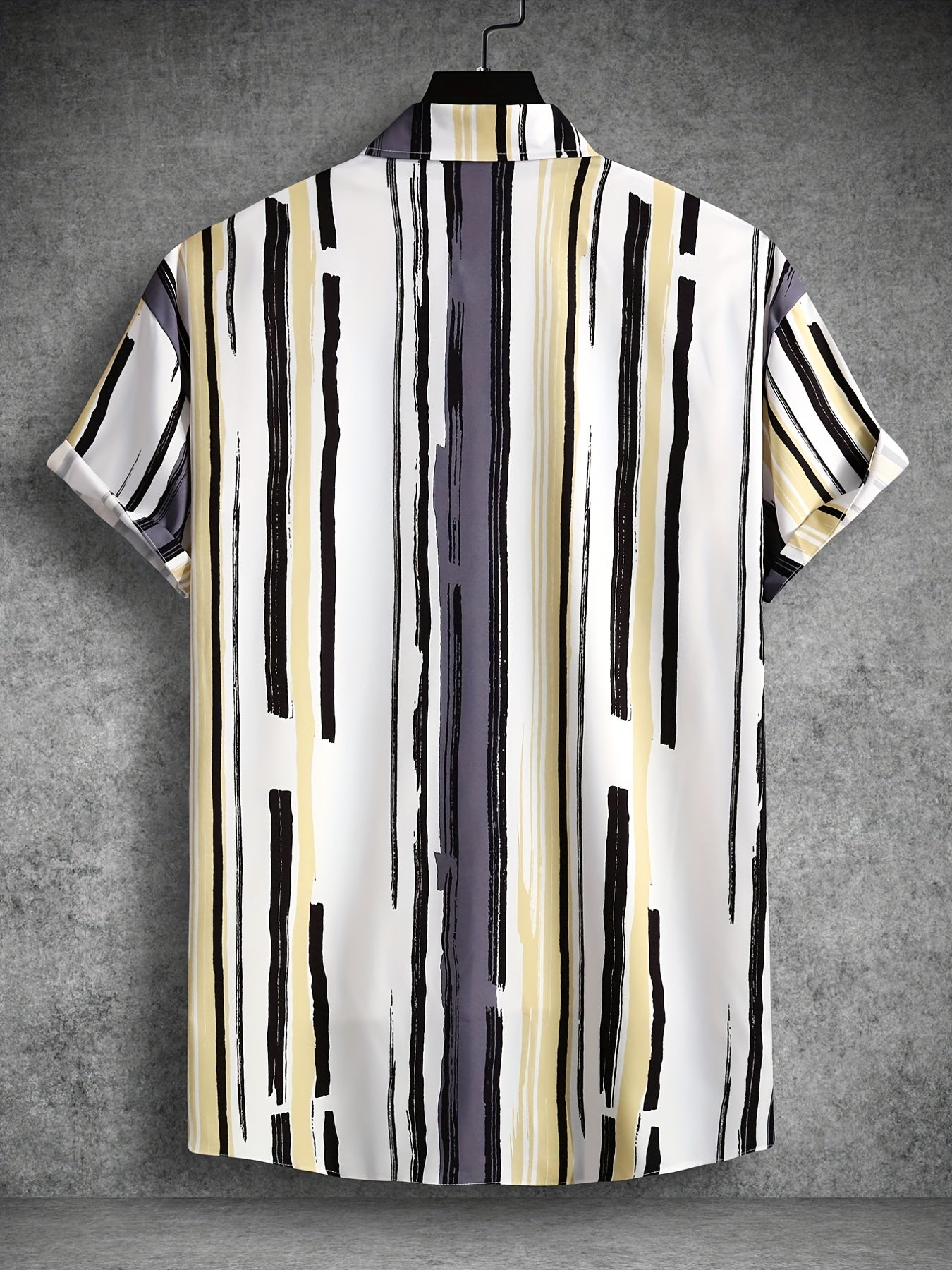 Stripe Print Men s Casual Short Sleeve Shirt Summer Vacation Resort Tops