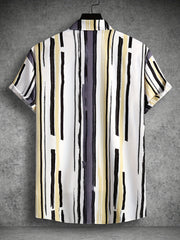 Stripe Print Men s Casual Short Sleeve Shirt Summer Vacation Resort Tops