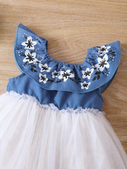 Girls Flower Mesh Summer Dress