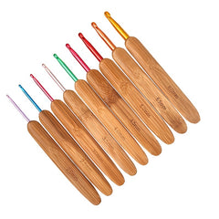 9pcs Bamboo Handle Crochet Wool Crochet Hand DIY Knitting Tools for Beginners