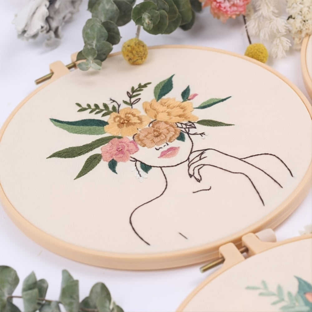 Floral Cross Stitch Kit for Beginners with Instructions