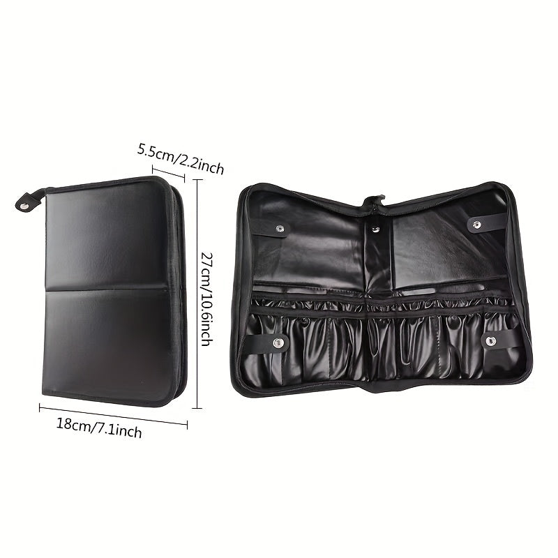 Makeup Brush Bag Waterproof PU Leather Travel Makeup Brush Case