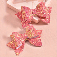 2pcs Sparkly Sequin Bow Hair Clips - Girls' Hair Accessories