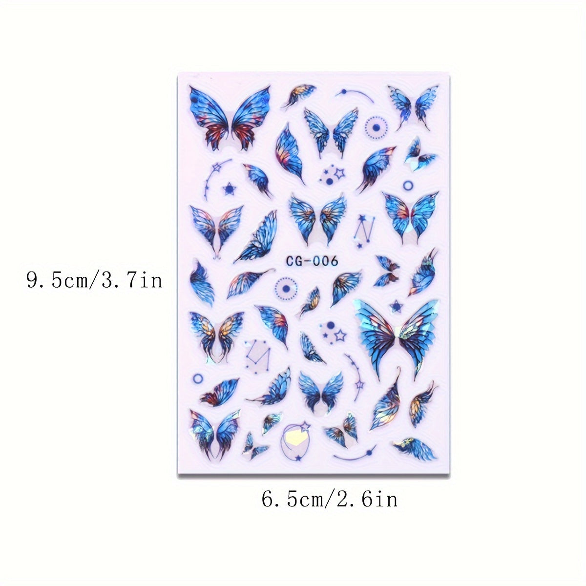 6pcs Butterfly Nail Art Stickers Self Adhesive Shimmering Decals