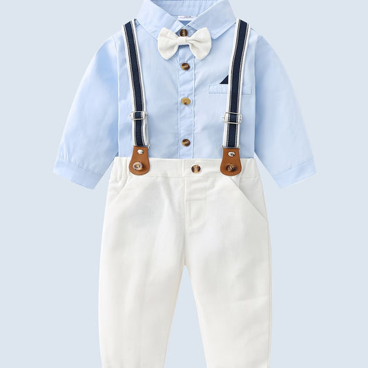 Baby Boys Gentleman Outfit Long Sleeve Bodysuit & Suspender Pants Set