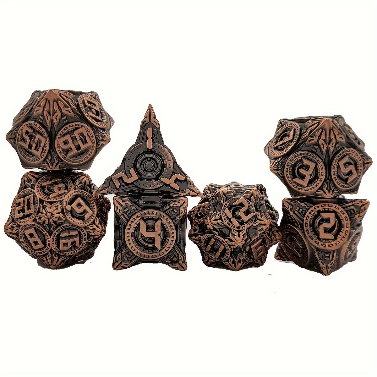 7pcs Polyhedral Metal Dice Set Element Player Tabletop Game Fun Gift