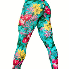 Flower Printed High Waist Yoga Leggings for Women