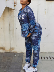 Women's Plus Colorblock Letter Print 2 Piece Set