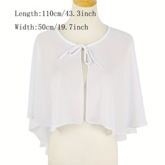 Chiffon Sheer Capelet Solid Poncho Scarf Shawls Women