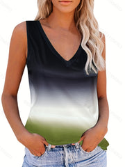 Casual Sleeveless V Neck Tank Top for Women