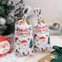 50pcs Cartoon Christmas Theme Transparent Candy Packaging Bags