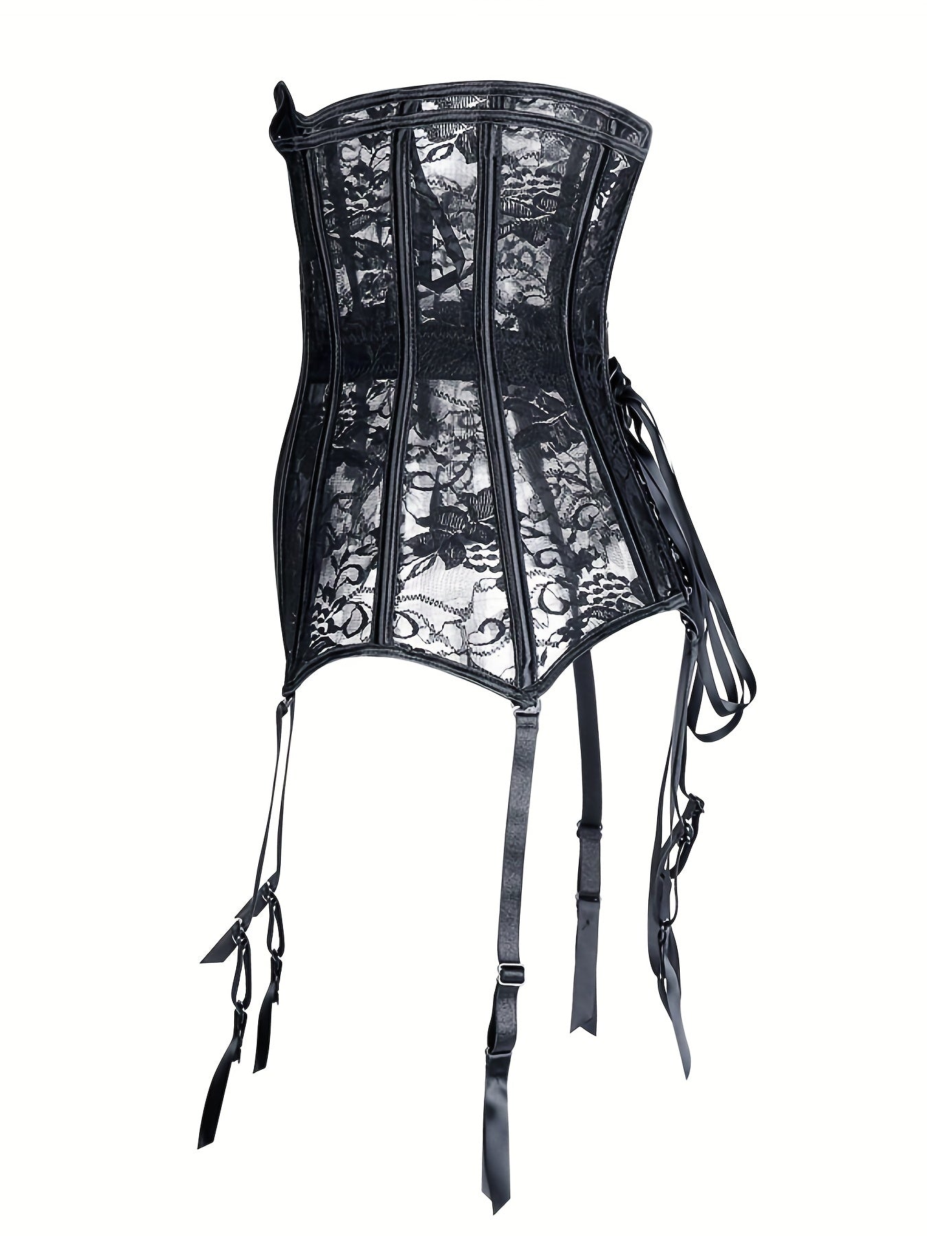 Floral Lace Mesh Shaping Tops Tummy Control Strapless Top