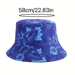 Double Sided Fan Print Bucket Hat for Men Women