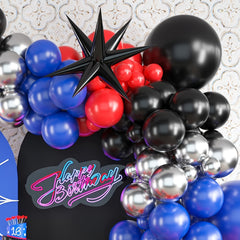121pcs Red Spider Web Balloon Set Birthday Party Decoration