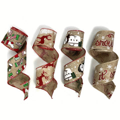 Christmas Wired Burlap Ribbon - Red Ribbon for Christma