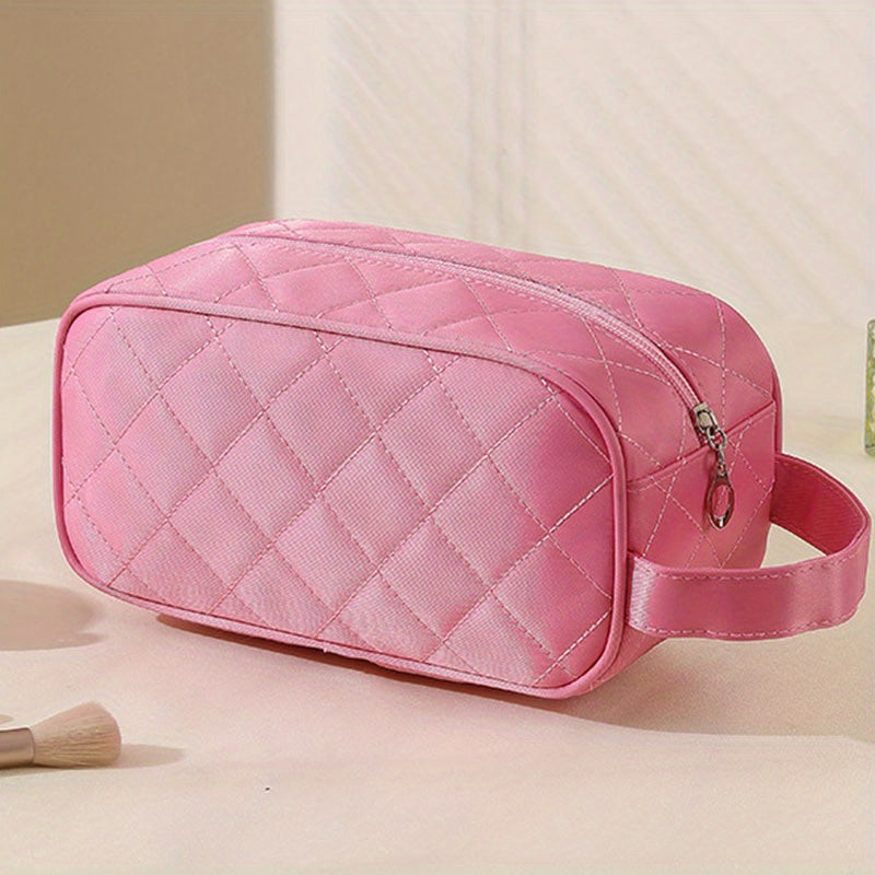 Waterproof Rhombus Makeup Bag Large Zipper Cosmetic Pouch