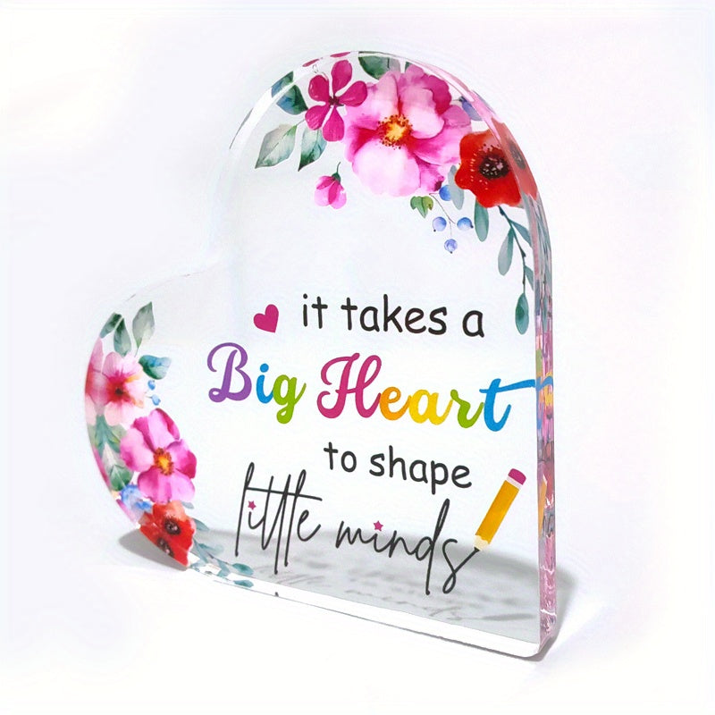 Heart Shaped Acrylic Thank You For Teacher - Teacher's Appreciation Gift