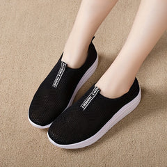 Women's Slip-on Wedge Sneakers Mesh Outdoor Walking Shoes