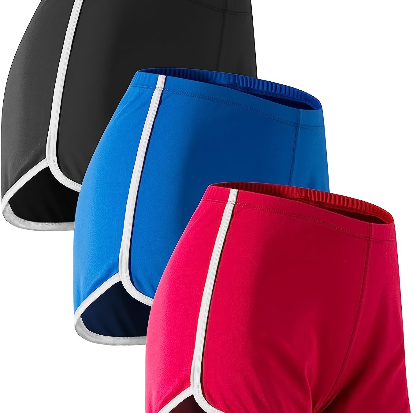 3-Pc Plus Size Sporty Shorts Set Elastic High Rise Booty Shorts