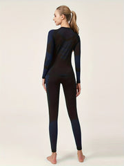 2Pcs Thermal Underwear Set Long Sleeve Round Neck Base Layer Top & Leggings