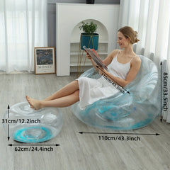 Colorful Sequin Inflatable Sofa Lazy Chair with Footrest