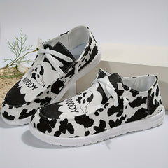 Women's Cow Print Low Top Canvas Shoes Lightweight & Breathable