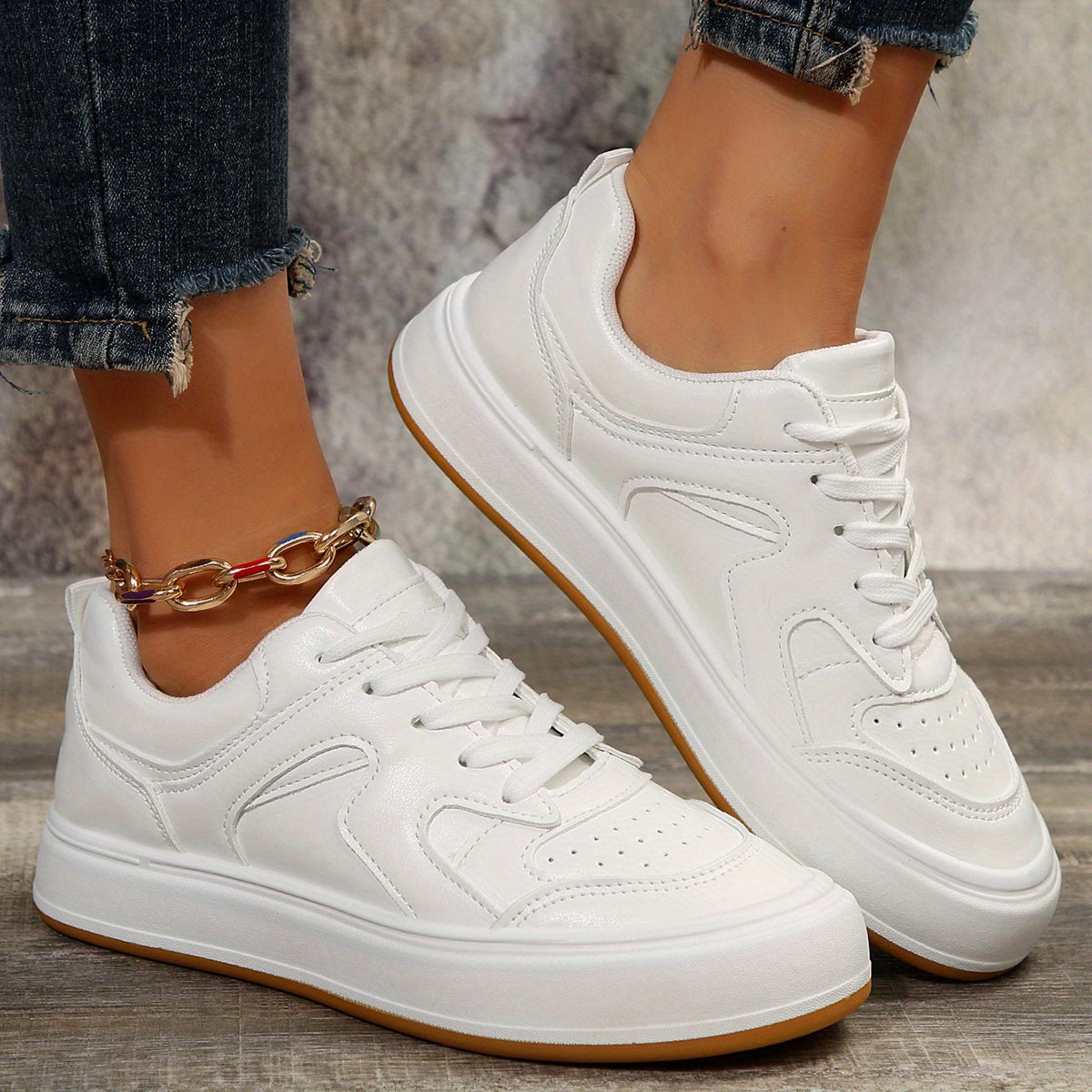 Classic Small Platform Flat Shoes Lace Up Lightweight Sneakers