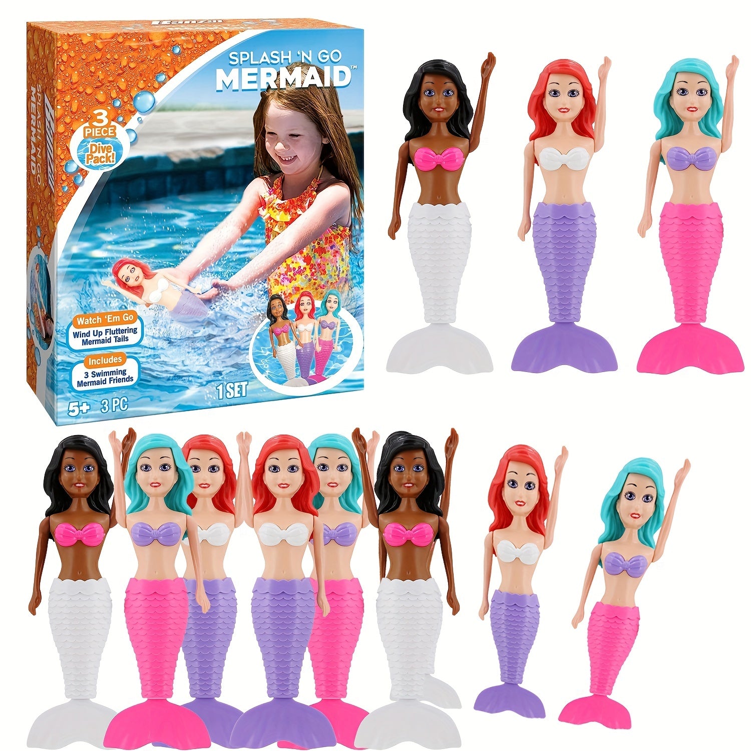 4pcs Mermaid Water Pool Toy Diving Set