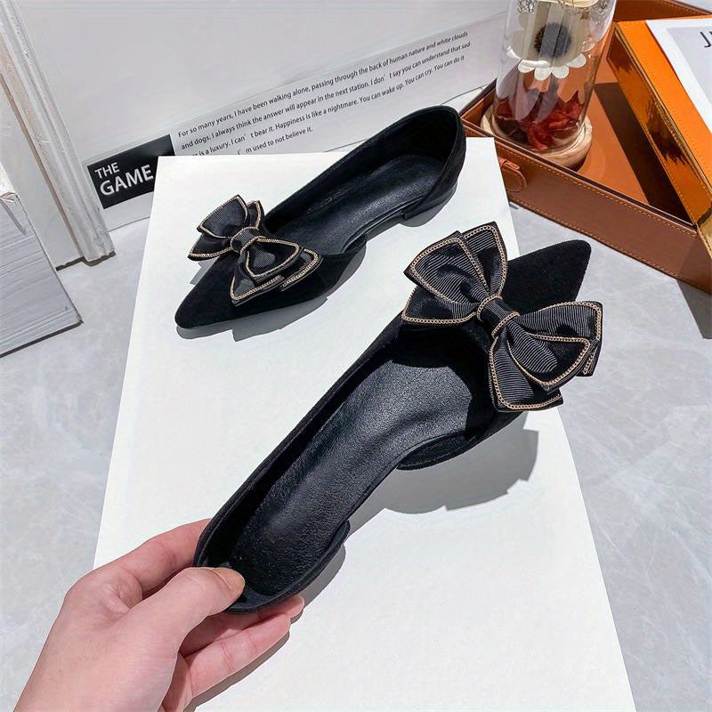 Bowknot Ballet Flats Pointed Toe Slip-On Shoes