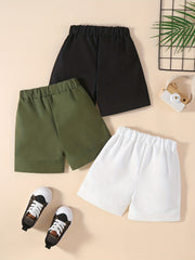 3pcs Boys Letter Print Shorts Creative Quick-dry Summer Outdoor