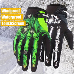 Fleece Waterproof Motorcycle Gloves Non Slip Full Finger Ghost Claw Printed