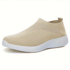 Women's Mesh Sneakers Flying Woven Walking Shoes Slip on Flats