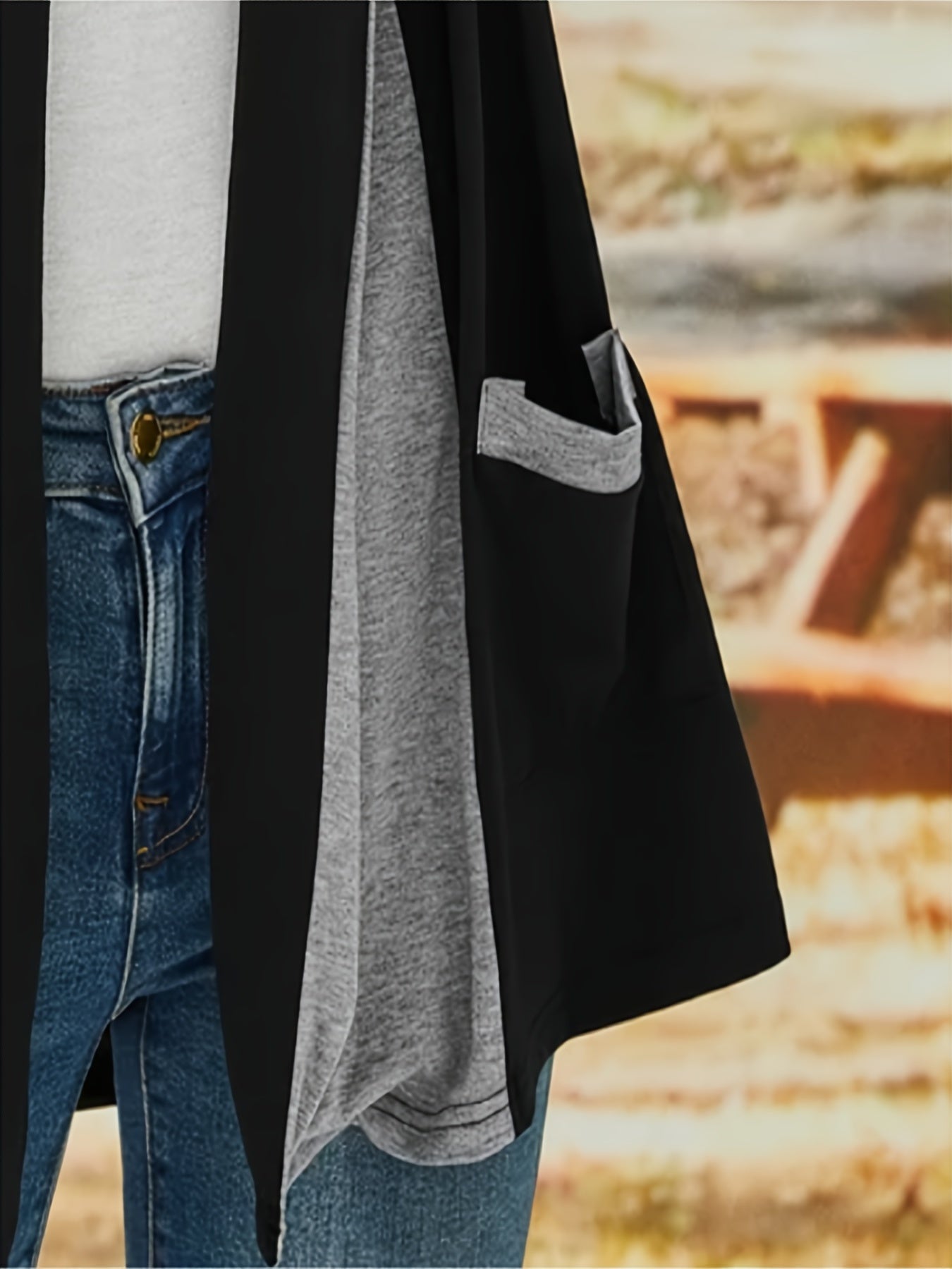 Women's Block Long Sleeve Cardigan for Fall/Winter