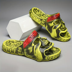 Men's Skull Slides Non Slip Slippers Open Toe Shoes Indoor Outdoor
