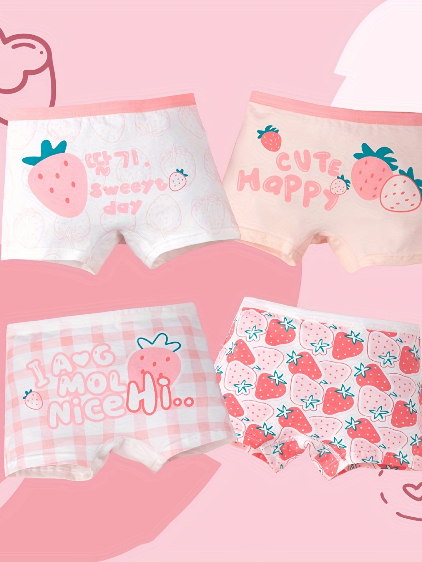 4pcs Girls Boxer Briefs Cotton Comfy Breathable Baby Children's Shorts