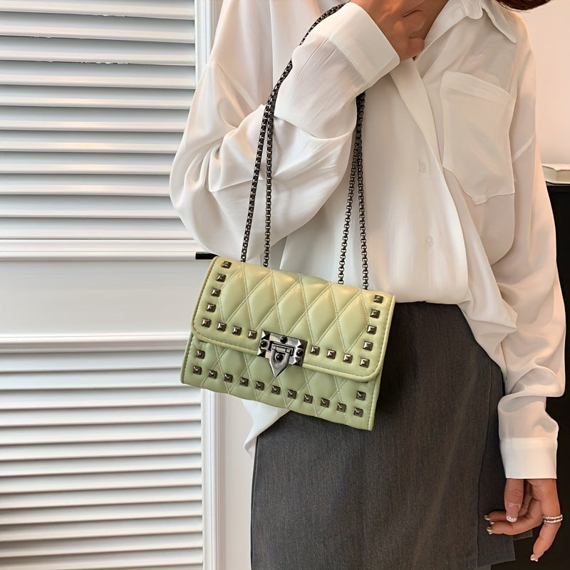 Vintage Quilted Crossbody Bag Retro Shoulder Bag Women's Flap Handbag
