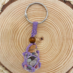 Small Natural Crystals Keychain Stones Bottle Pendant