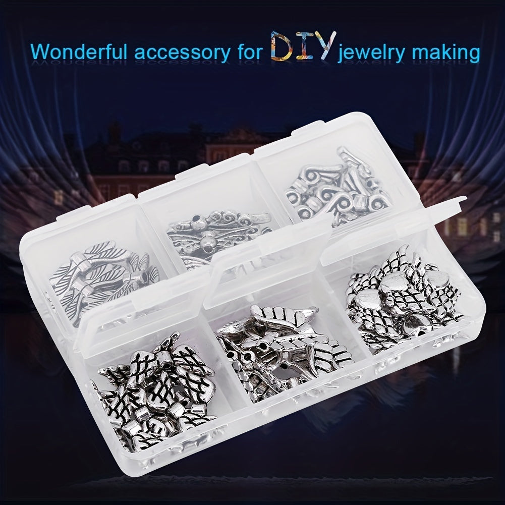 60pcs Angel Wing Beads DIY Jewelry Findings in Storage Box