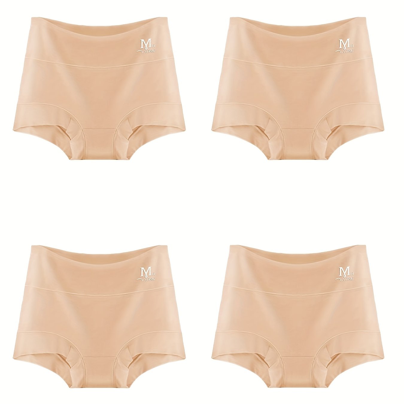 4 Pack Plus Size Basic Boyshorts Women's Plus High Rise Tummy Control Boyshorts