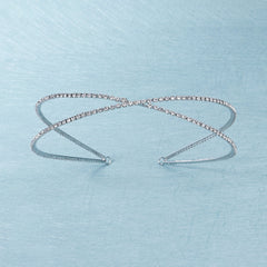 Double Row Cross Rhinestone Headband for Bridal Party Wedding