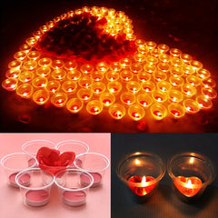 50pcs Heart Shaped Tea Wax Candles for Proposal and Holiday Decoration