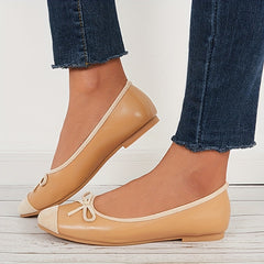 Bowknot Ballet Flats Cap Toe Soft Sole Slip On Shoes for Women