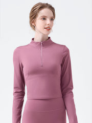 Turtle Collar Long Sleeve Zip-Up Yoga Top