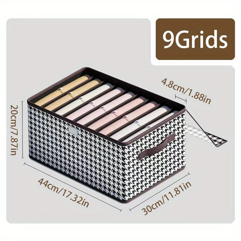 Houndstooth Flap Clothes Organizer Closet Storage Box