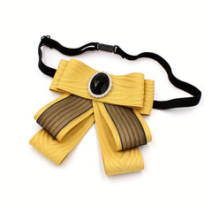Striped Pattern Crystal Bow Tie for Women